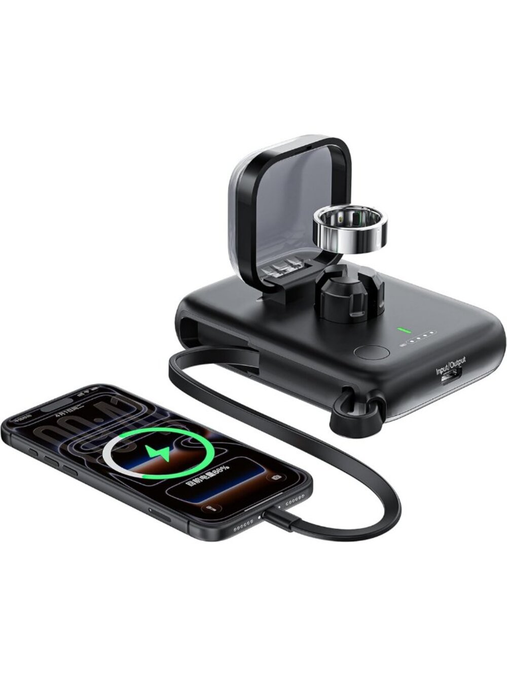 Portable Charging Case for Oura Ring 4 | 5000mAh Power Bank & USB-C Travel